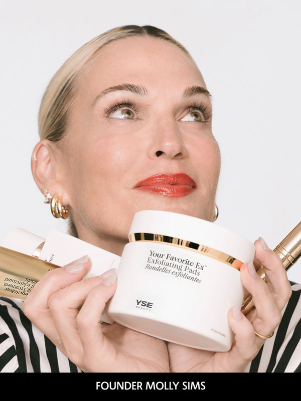 Photo of Molly Sims and YSE Beauty Products