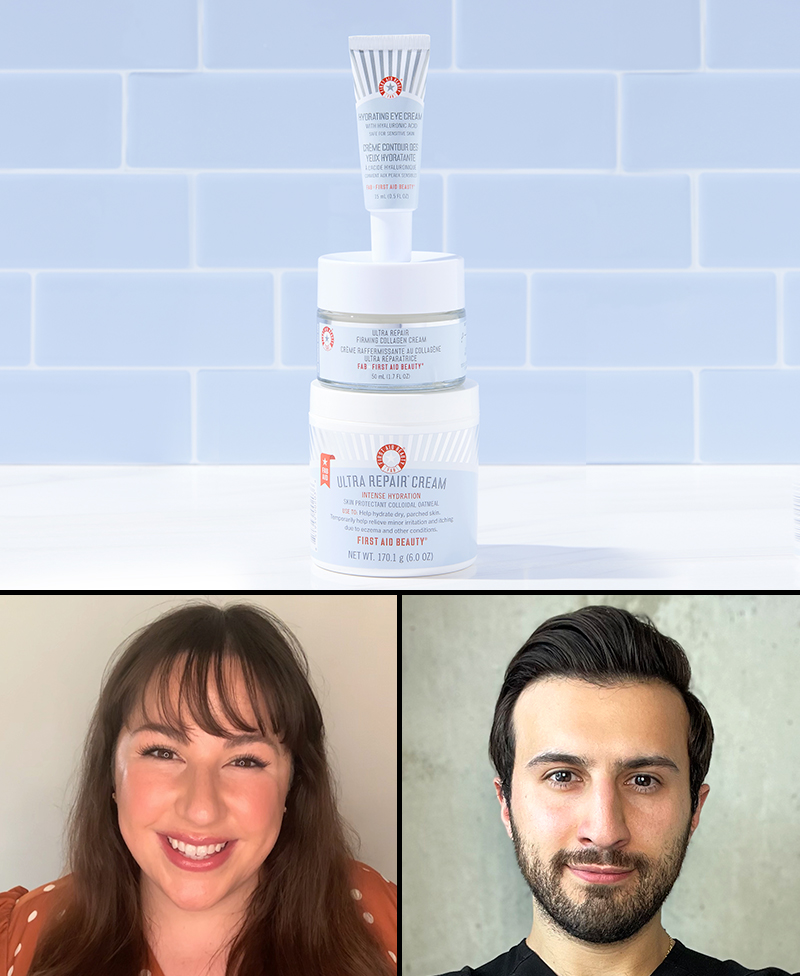 Photo of Jenna Haley, Dr. Chris Tomassian and First Aid Beuaty products